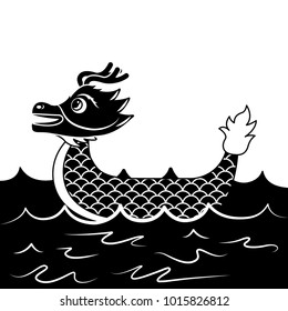 red dragon boat cartoon chinese in sea