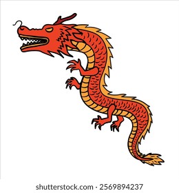 Red dragon chinese new year doodle illustration hand drawn