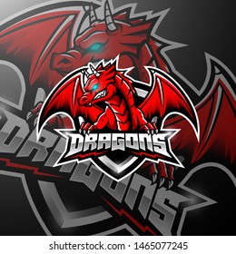 Red dragon esports logo design