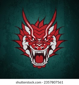 Dragón Rojo con una expresión feroz en el Teal