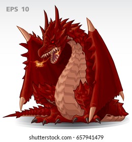 Red dragon fire breath vector