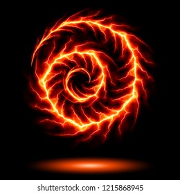 Red Dragon Flame Ball - Vector Vortex Plasma Ball  - Abstract Hot Plasm Background 
