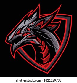 red dragon fly mascot black