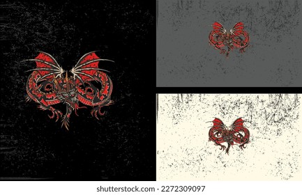 red dragon fly and wings vector mascot design