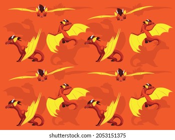 Red Dragon Flying Cartoon Seamless Wallpaper Background 