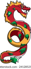 Red Dragon Flying Vector Illustration