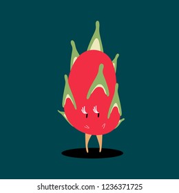 Vector de dibujos animados de frutos del dragón rojo