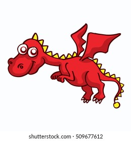 Red dragon funny cartoon design for kids