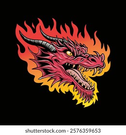 Red Dragon hand drawn illustration 