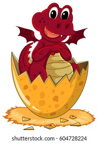 Ilustración del huevo de incubación del dragón rojo