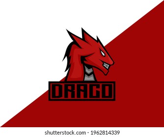 Red Dragon Head esport logo design