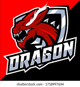 red dragon head esport vector logo design