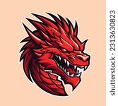 Red Dragon Head Esports Logo Mascot Vector Illustration