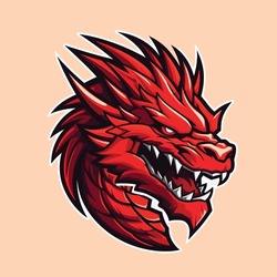Red Dragon Head Esports Logo Mascot Vector Illustration