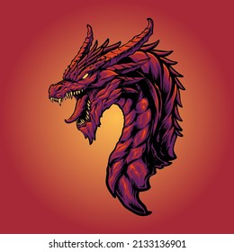 the red dragon head illustration