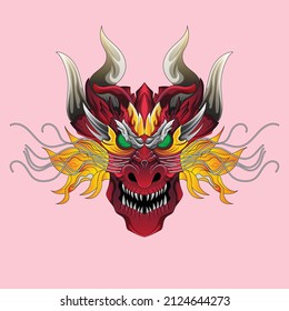 Red Dragon head illustration available for your custom project. perfect for T-shirt, Apparel or merchandise design