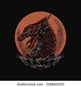 The red dragon head illustration design
