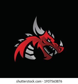 red dragon head illustration logo