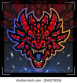 The red dragon head mascot. esport logo design