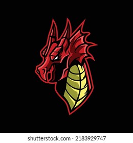 Red Dragon Head Mascot Illustration