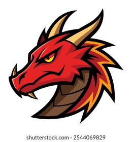 Red Dragon Head Mascot Vector Illustration on White Background