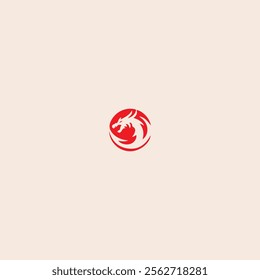 Red Dragon head silhouette logo icon flat vector design.