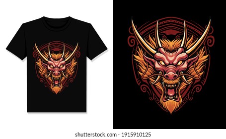 red dragon head t shirt design