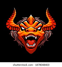 red dragon head vector illustration