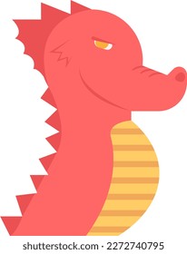 Red dragon head vector illustration. Mythological creature. Myths and legends.