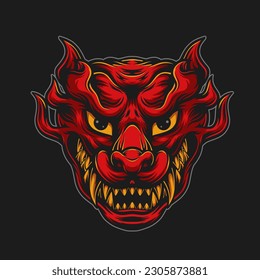 red dragon head vector illustration