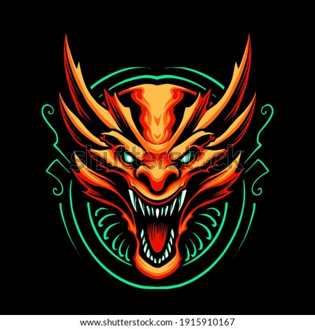 red dragon head vector illustration