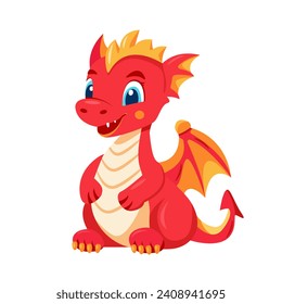 Red dragon icon isolated on white background. New year symbol for background, banner, postcard. Chinese New Year 2024, Year of the Dragon. Vector illustration.