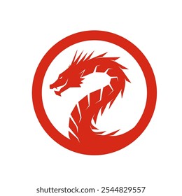 Logotipo o icono del dragón rojo sobre fondo blanco 