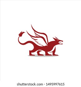 red dragon logo modern cartoon vector illustration for print art or design element template