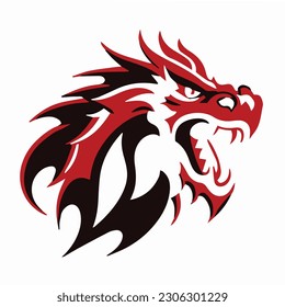Red Dragon Logo Vector Template Illustration Design, Dragon esport logo design vector, Dragon head mascot Logo design, Logo design any kind of graphic work,  Tatoo, Vector Template.

