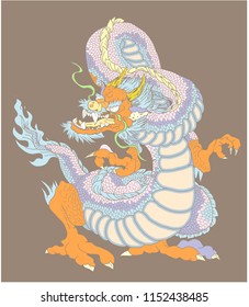 Red dragon is Magical creatures known in Chinese and Western literature.Dragon Animal tattoo design.Scarf design Chinese dragon vector.