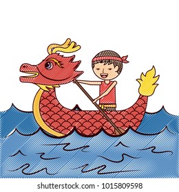 red dragon man rowing festival chinese traditional