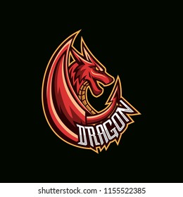 red dragon mascot esport logo vector illustration