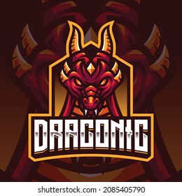 Red Dragon Mascot Gaming Logo Template