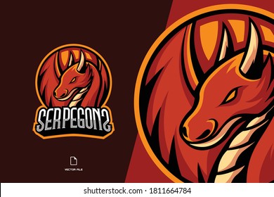 Red dragon mascot logo game logo for esport and sport team vector template