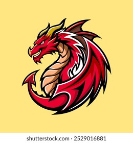 Red dragon mascot vector illustration