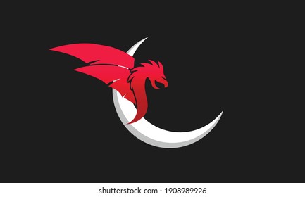 Red Dragon Moon Logo Vector Stock Vector (Royalty Free) 1908989926 ...