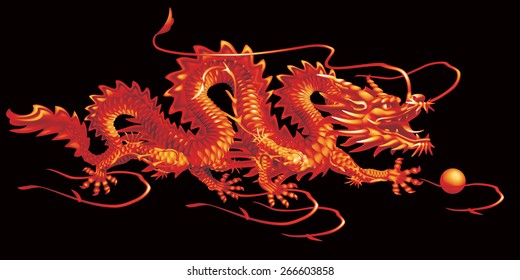 Red Dragon moving horizontally on a black background