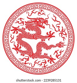 Red  dragon on wall forbidden palace