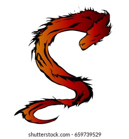 Red dragon on the white background. Vector illustration