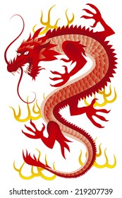 Red dragon. Red oriental dragon.