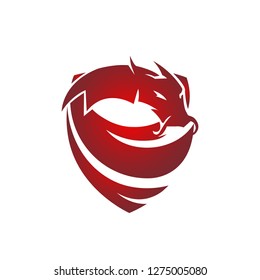 Red Dragon Shield Vector Logo Stock Vector (Royalty Free) 1275005080 ...