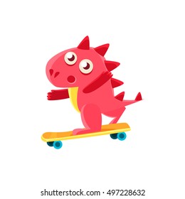 Red Dragon Skatebording Illustration