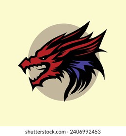 Red dragon symbol vector illustration 