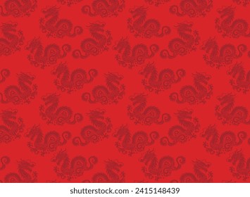 red dragon, vector illustration, for backgrounds and fabrics pattern, repeat, dragon year